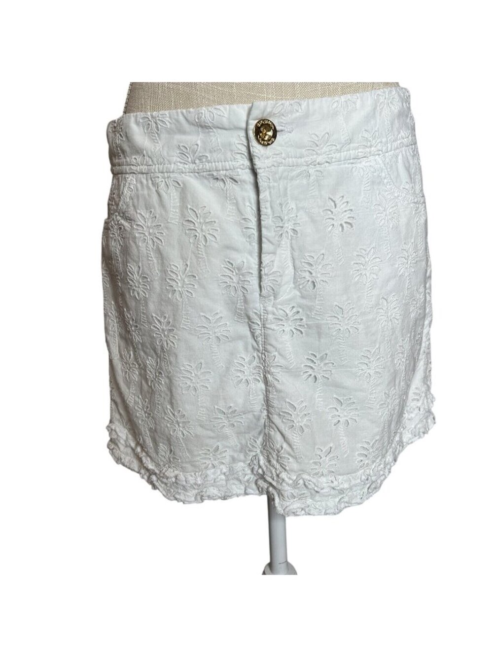 Lilly Pulitzer Womens White Floral Embroidered Mini Skirt Size 8